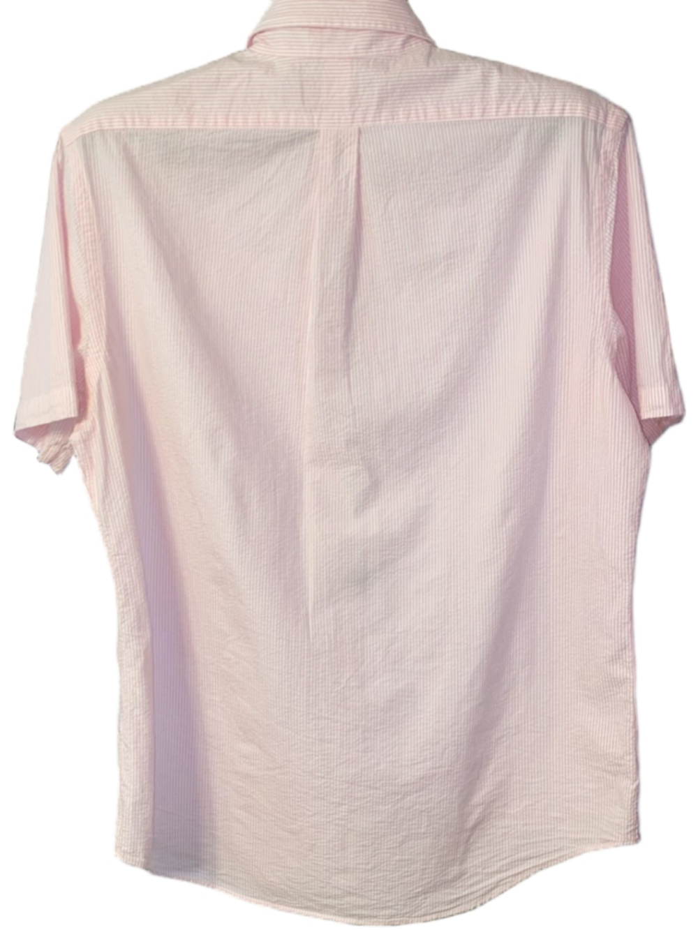 Ralph Lauren Men's Large Pink White Seersucker Short Sleeve Button Down Shirt - Picture 2 of 7